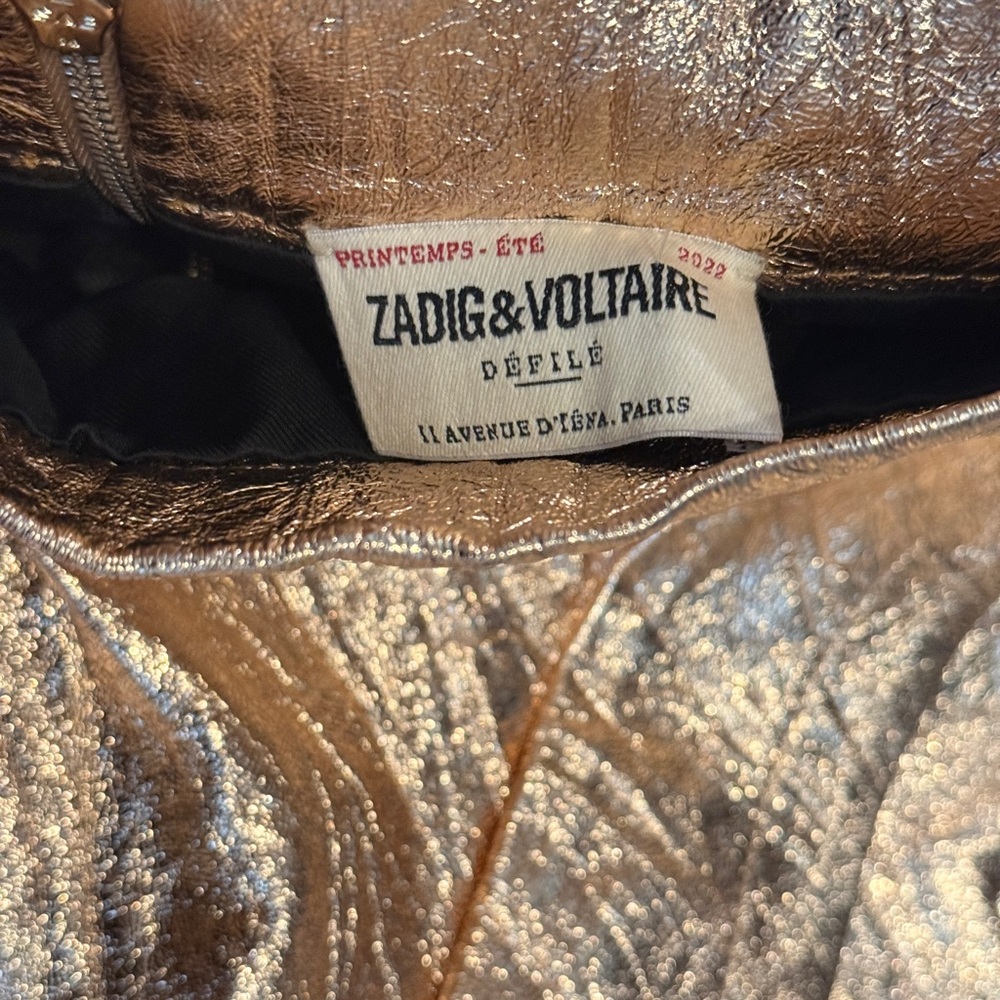 ZADIG & VOLTAIRE NWT Julipe Skirt gold goat leather 36 - Picture 4 of 4